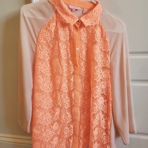 Ted Baker size 3 three quarter length lace orange blouse